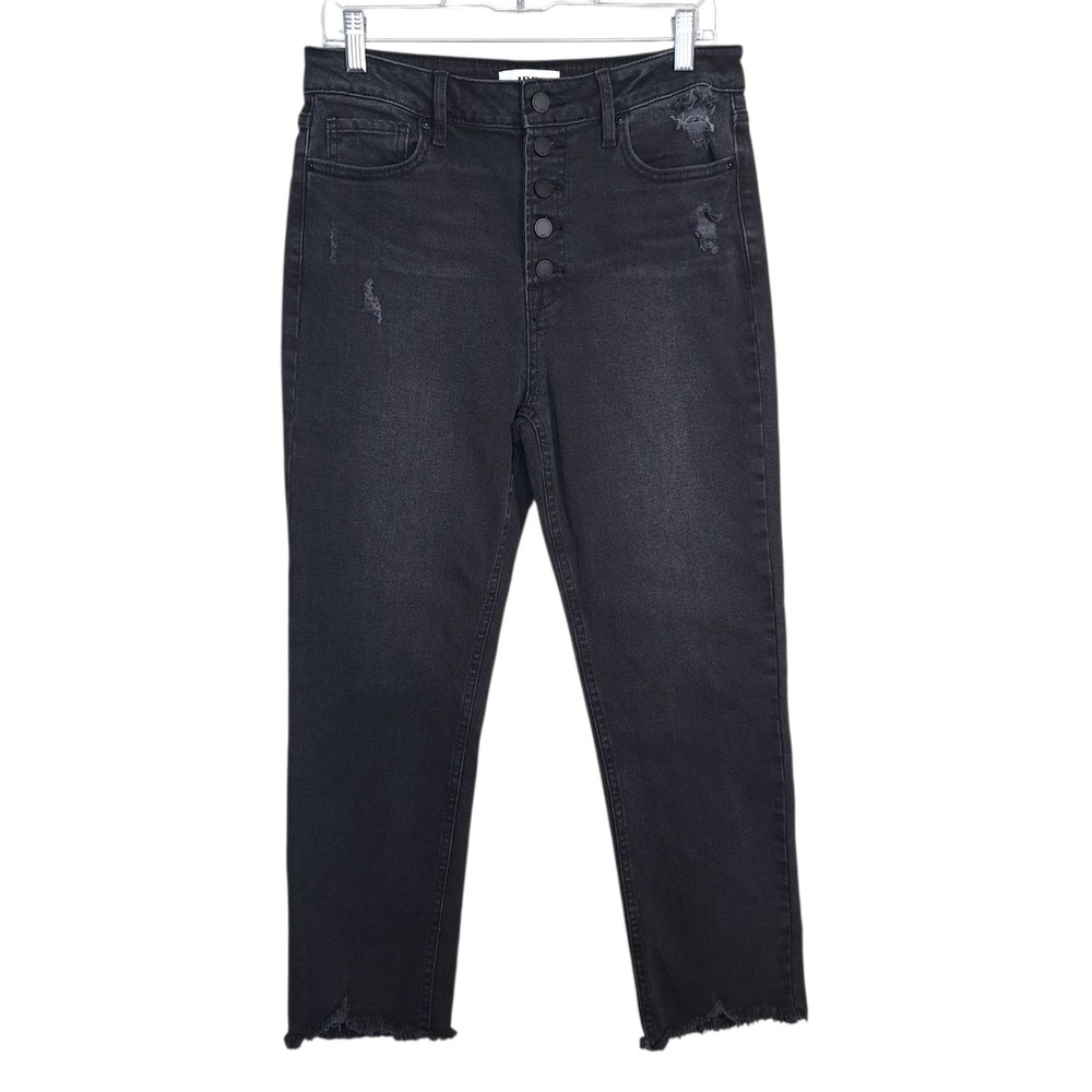 Just Black Denim Women's Black Jeans Distressed 29 Slim‎ Fit Button Fly